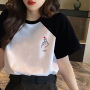大板t恤女短袖2024年夏季韩版宽松时尚百搭中长款纯棉上衣潮