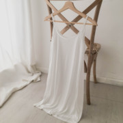 东大门白色牛奶丝吊带裙睡衣，宽松单层内搭打底衫半透明中长衬裙