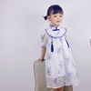 女童旗袍夏季2024小童中国风青花瓷古装儿童新中式汉服连衣裙