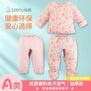 新生儿棉衣0-3个月套装冬加厚三件套宝宝棉袄棉裤，婴儿纯棉和尚服