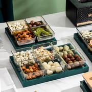 北欧ins炫彩玻璃拼盘家用小吃碟水果碗创意零食盒分格干果盘