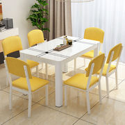 餐桌椅组合小户型钢化玻璃餐x桌4人6人简约现代家用长方形吃饭