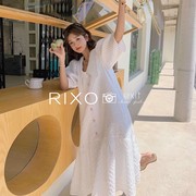 rixoexit法式白色娃娃领连衣裙夏季宽松显瘦初恋甜美长裙子