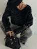 韩国女装2023冬款闪银丝，bling个性慵懒宽松气场潮人针织衫