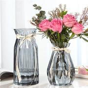 花瓶玻璃透明水养客厅摆件，鲜花插花瓶，北欧简约富贵竹干花花瓶欧式