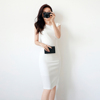 白色连衣裙女2023夏季气质修身显瘦包臀中长款打底裙职业裙子