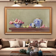 欧式纯手绘静物油画美式客厅有框壁画沙发背景墙画餐厅装饰画水果