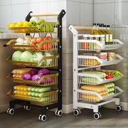 厨房蔬菜置物架收纳家用落地多层储物架小推车移动用品大属