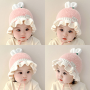 秋冬季婴儿帽子女宝宝毛线帽网红洋气婴幼儿遮阳帽女童可爱渔夫帽