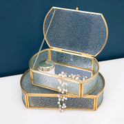 简约欧式复古透明玻璃首饰收纳盒桌面公主珠宝伴手礼展示盒消磁盒