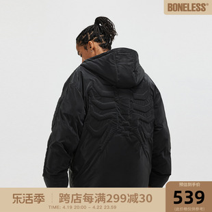 BONELESS立体海绵骨架绣花棉衣宽松高街棉服冬季保暖加厚面包服男