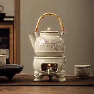 米黄汝窑提梁壶煮茶壶陶瓷泡茶喝茶家用茶水壶单壶泡茶器功夫茶具