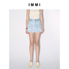immi23夏季水洗浅蓝牛仔，工装口袋短裙裤，131sp019d