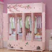 衣柜简易柜子钢架组装简约现代经济型塑料布衣橱卧室省空间仿实木