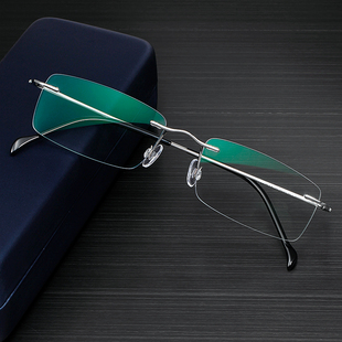 无框眼镜男近视眼镜女眼镜框纯钛眼镜架，超轻商务舒适配(舒适配)眼镜成品