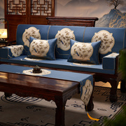 红木沙发坐垫新中式实木防滑沙发垫竹子刺绣可拆洗沙发套罩定制
