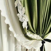 遮光皇家真丝绒橄榄绿色丝绒，窗帘天鹅绒美式法式复古客厅卧室定制