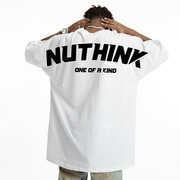 Nuthink美式高街潮流字母短袖T恤男款夏季西海岸中性风宽松蝙蝠袖