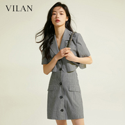 vilan慧兰连衣裙女气质，夏季时尚气质，通勤直筒修身条纹中裙