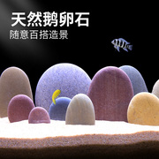 天然长江彩石鱼缸石造景(石造景)装饰石头装饰彩色鹅卵石摆件叠石水草陶罐