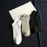 网眼男袜短船袜子纯棉运动透气吸汗黑色排汗白色，纯色夏天超薄袜子