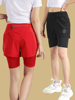 五口袋运动短裤女夏薄款防走光弹力五分里衬假两件速干跑步健身裤