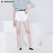 sdeer圣迪奥女装个性，时尚铆钉破洞短裤热裤s20260902