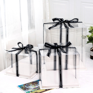 生日蛋糕盒4寸6寸8寸10寸单双层(单双层)加高创意全透明包装盒子甜品包装