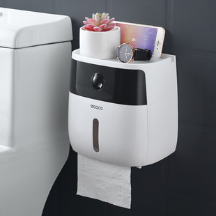 卫生间厕所纸巾架免打孔创意手纸卷纸筒防水厕，纸盒吸盘式卫生纸盒
