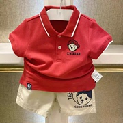 男童短袖翻领t恤婴童夏装，男宝宝半袖，儿童上衣红色洋气polo衫