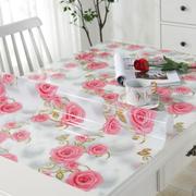 不透明防烫防油蔷薇红花软玻璃PVC 桌布塑料台布茶几餐桌垫水晶板