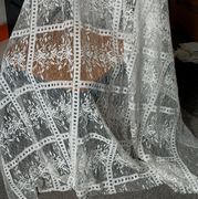 白色绣花蕾丝f布料婚纱服装面料窗帘甜品台桌台布网纱婚庆道具包