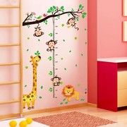 儿童房间布置长颈鹿身高贴纸幼儿园，墙面装饰墙贴卡通，贴画墙纸自粘