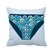 深蓝色泳裤插画纹样方形抱枕靠枕沙发靠垫双面含芯礼物