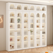 法式轻奢奶油风家用书房组合书柜书橱文件储物柜一体玻璃门展示柜