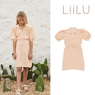 33 雯的店  Liilu  儿童有机棉短袖polo领针织镂空连衣裙