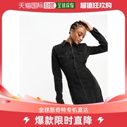 香港直邮潮奢tall女士设计长筒，牛仔合身衬衫式，连衣裙(黑色)