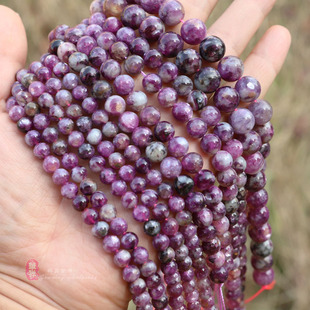 天然紫祖母晶圆珠 6-10mm紫锂云母水晶散珠diy手链项链配件