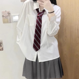 JK制服衬衫女春秋日系学院风设计感小众白色内搭外穿领带衬衣