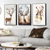 三联北欧麋鹿装饰画卧室客厅，水晶壁画现代沙发，背景墙画挂画免