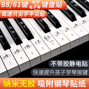 纳米钢琴键盘贴纸88键，61键54键，儿童成人电子琴五线谱简谱按键贴