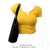 大码胖mm黄色v领正肩短袖，t恤女夏设计(夏设计)感小众修身显瘦上衣内搭