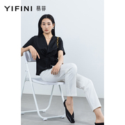 Yifini/易菲简约时尚显瘦九分裤女夏装直筒裤小脚裤