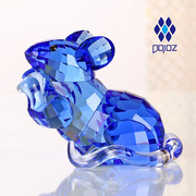 高档水晶老鼠摆件十二生肖动物属相办公室蓝色小装饰品吉祥物生日
