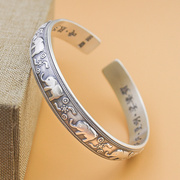 s999纯银男女士手镯，开口复古大象手环，简约民族风足银镯子银首饰品