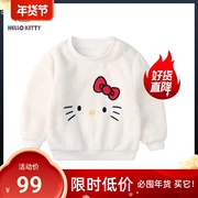 Hello Kitty童装女童冬季双面珊瑚绒长袖T恤休闲保暖套头卫衣