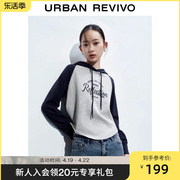 UR2024春季女装时尚休闲撞色连帽抽绳长袖卫衣UWL440020