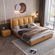 皮床现代简约双人床1.8m卧室储物收纳抽屉极简床轻奢主卧实木婚床