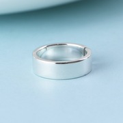 S999足银复古光亮面至简约百搭素面时尚男女个性实心纯银开口戒指