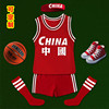 男女童中国红色篮球服套装宝宝，运动服儿童幼儿园演出训练服亲子装